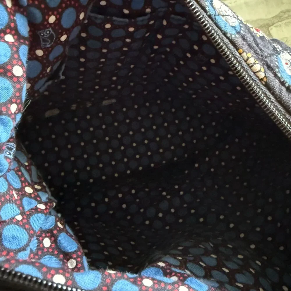 Vera Bradley Retired Night Owl Brown Black Quilted Cotton Hobo Shoulder Bag